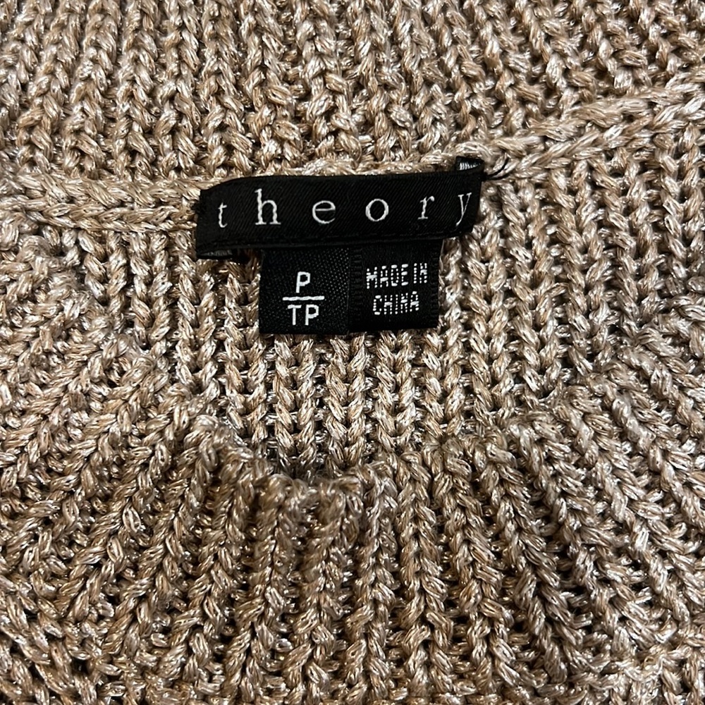 THEORY Gold Metallic Knitted Sweater - Picture 2 of 9